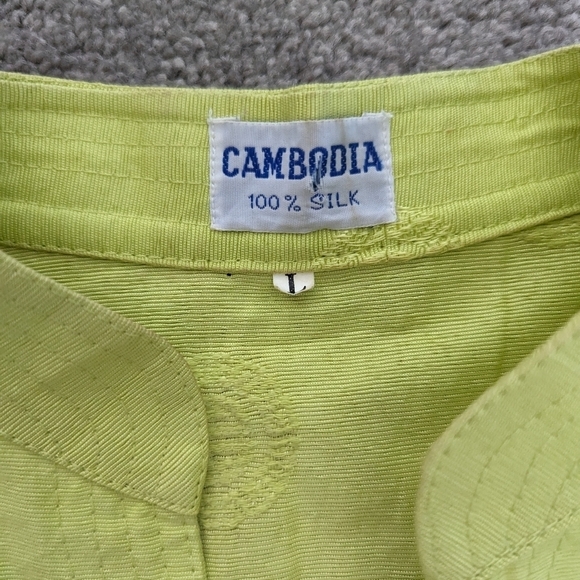 CAMBODIA silk short sleeve button down shirt blouse size Large - Picture 11 of 11